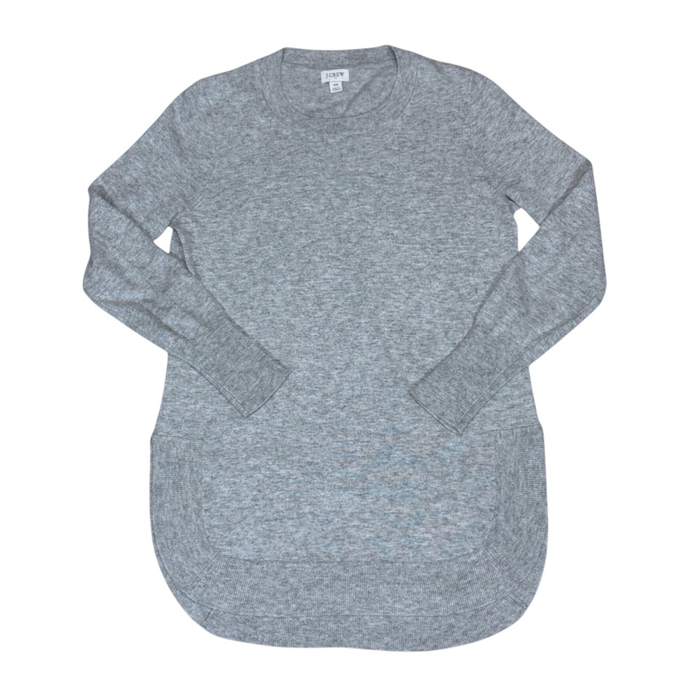 J.Crew Womens Gray Merino Wool Cotton Blend Crewneck Tunic Sweater AC624 XS
